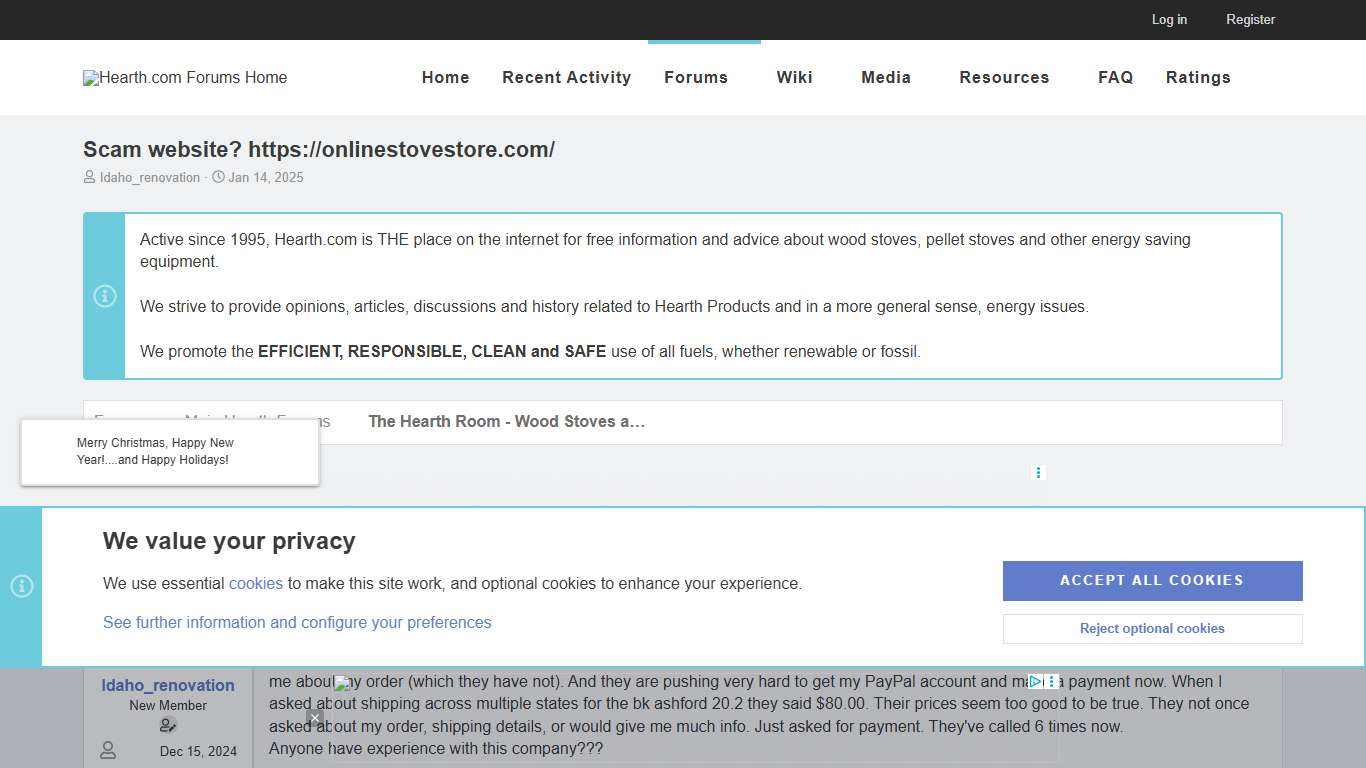 Scam website? https://onlinestovestore.com/ Hearth.com Forums Home